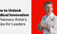 A photo of Michael Townsend, a light-skinned man with light hair. The text reads, "How to unlock radical innovation: A visionary artist's 3 tips for leaders"
